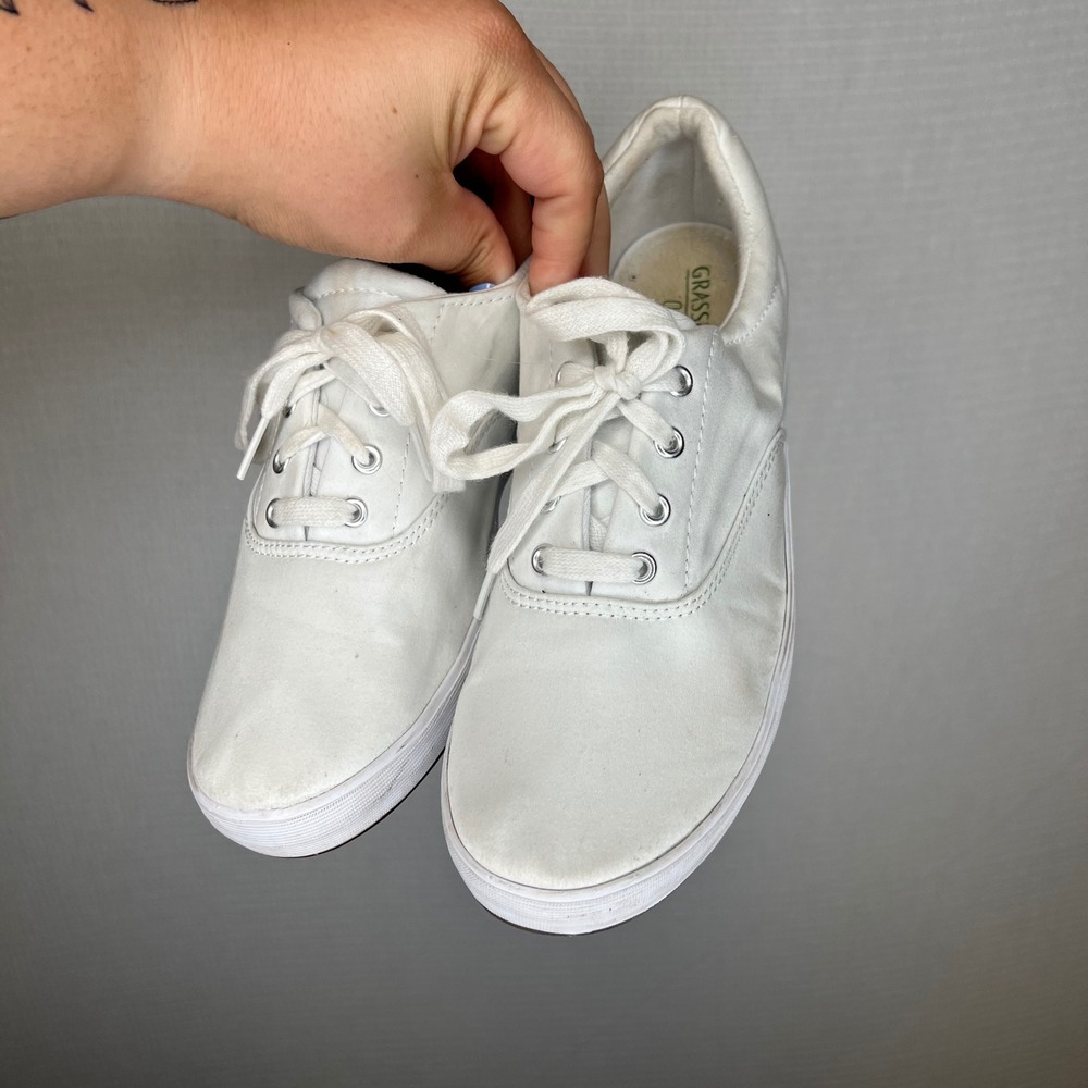Grasshoppers White Canvas Ortholite Lace Up Sneakers EF33813 Womens 8M - Picture 2 of 7